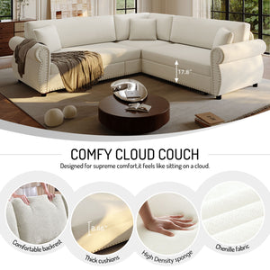 L-Shaped Sofa Couch With Pull-Out Bed
