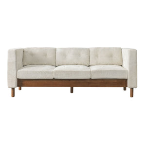 3 Seater Sofa With Square Arms, Tufted Pillow Back For Living Room