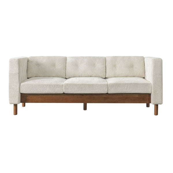 3 Seater Sofa With Square Arms, Tufted Pillow Back For Living Room