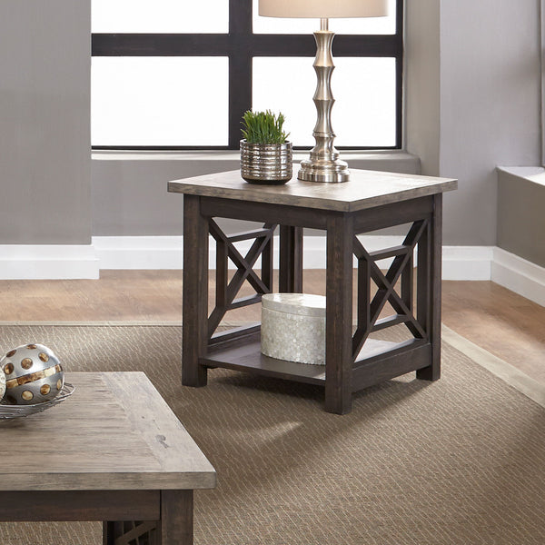 Heatherbrook - End Table - Charcoal & Ash