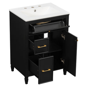 Freestanding Bathroom Vanity With Sink, Soft Close Door, Tip Out Drawer