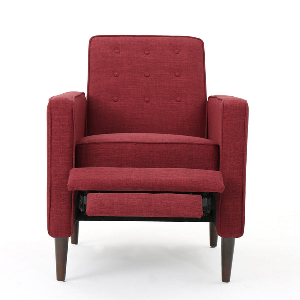 Mid-Century Modern Recliner With Button Tufted Waffle Stitch