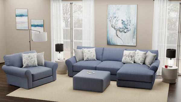 Cape May - Sofa Chaise With Comfort Coil Seating And 5 Accent Pillows Included