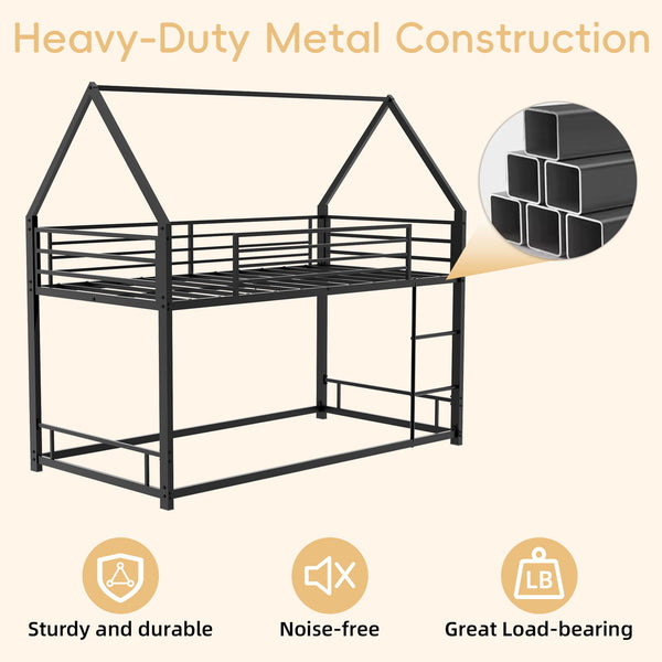 Bunk Bed With Safety Guardrails, No Box Spring Needed