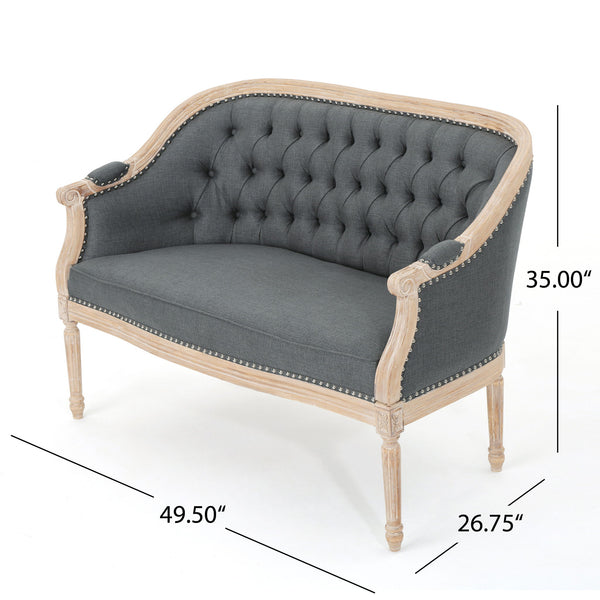 French Country Chesterfield Style Tufted Loveseat
