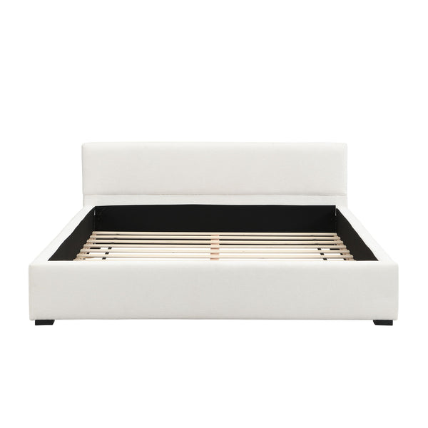 Queen Bed Wide Edge With Soft Upholstery - Beige