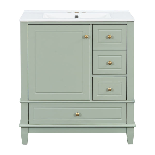 Freestanding Bathroom Vanity With Sink, Soft Close Door, 3 Drawers
