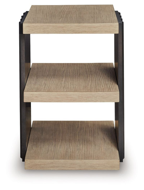 Rylandyn - Rectangular End Table - Black / Light Brown
