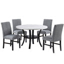 Elegant 5 Piece Dining Set Dark Chairs Top Table With Lower Shelf Kitchen Dining Room
