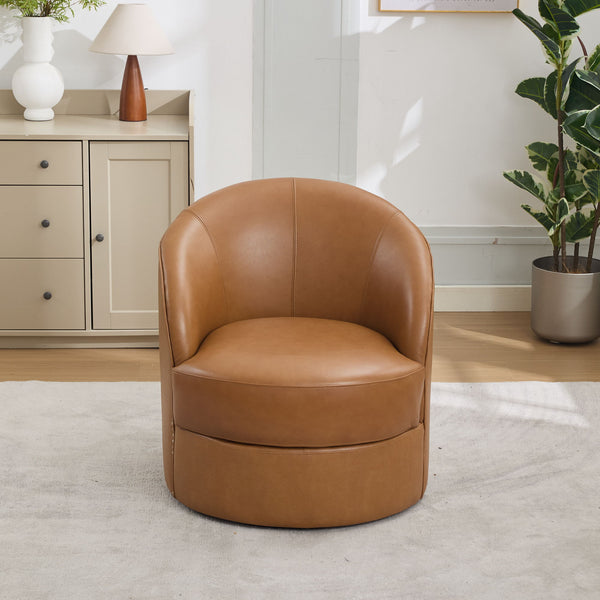 Swivel Accent Chair With 360° Smooth Spin - Black / Light Brown / Silver