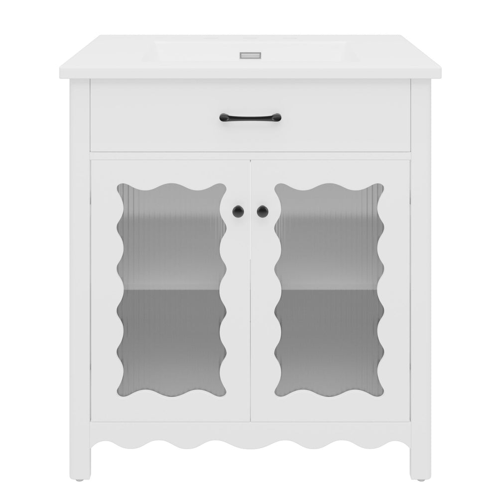 Modern Bathroom Vanity With Tempered Glass Doors