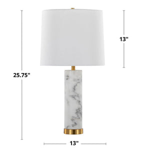 Marabella - Contemporary Marble Table Lamp (Set of 2) - Brass / White