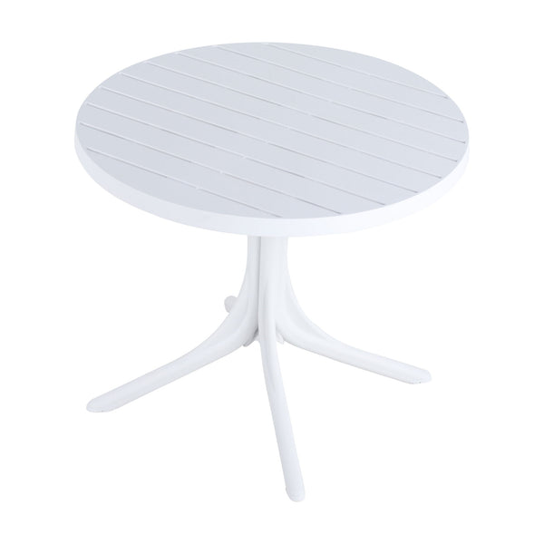 4 Piece Set Of Color Block Designed Single Chairs & Round Table - Cream White / Haze Green / White