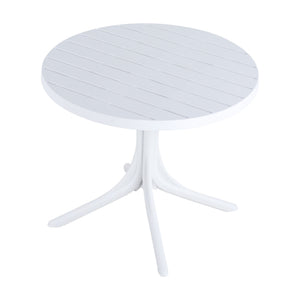 4 Piece Set Of Color Block Designed Single Chairs With Round Table - Grain Yellow / Haze Green / Tropical Orange / White