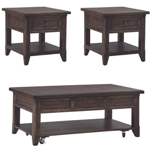 Paradise Valley - 3 Piece Table Set (Lift Top Cocktail Table) - Saddle Brown