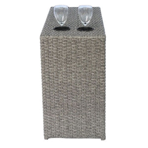 2 Person Wicker Seating Set With Cushions And Glass Top Table - Gray Mix