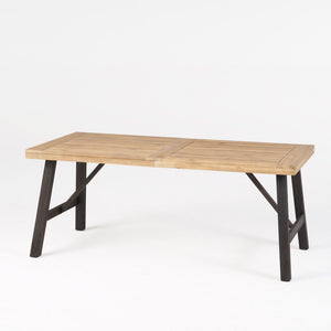 Outdoor Dining Set With 2 Bench And 1 Dining Table - Light Brown