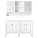 Double Sink Bathroom Vanity Set With Wall Mount Mirror Cabinet