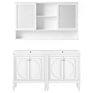Double Sink Bathroom Vanity Set With Wall Mount Mirror Cabinet