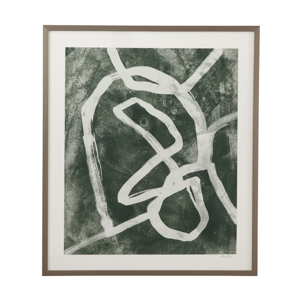 Chalk Line II Framed Print - Green / White