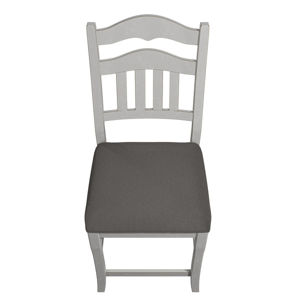 Counter Height Dining Chairs With Upholstered Cushion And Ladder Back Design (Set of 2) - Antique White