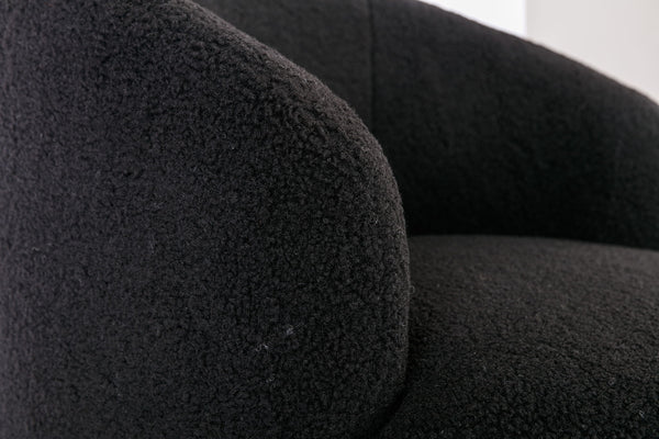 Teddy Fabric Swivel Accent Armchair Barrel Chair With Powder Coating Metal Ring