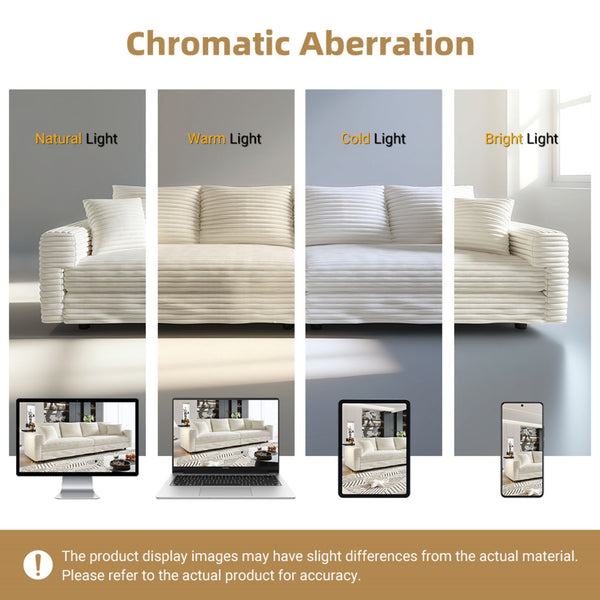 4 Seat Sofa With Soft Pillows And Movable Ottoman