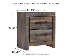 Drystan - Two Drawer Night Stand - Brown / Beige