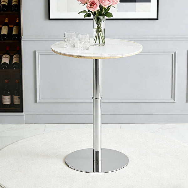 Circular Bar Table - White / Silver
