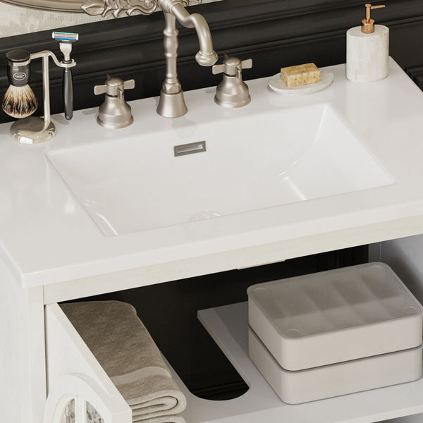 Vintage Farmhouse Bathroom Vanity With Ceramic Sink
