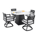 Outdoor Patio Dining Set, Squircle Dining Table, Dining Chairs With Sunbrella Cushions