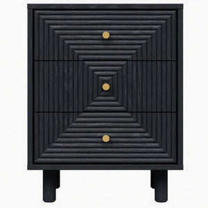 3 Drawer Nightstand - Black - Wood