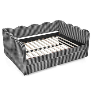 Gingham Daybed & USB Charging Port, Wave-Shaped Design