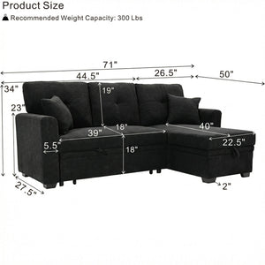 Sleeper Sectional With Pull Out Bed, Reversible Chaise
