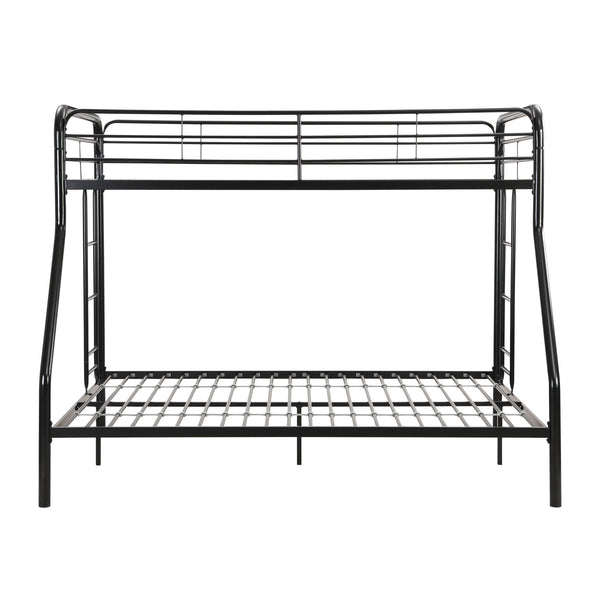 Modern Twin Over Full Metal Bunk Bed With Trundle And Dual Side Ladder And Metal Design - Black / Brown