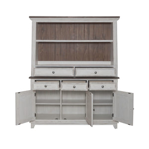 River Place - Server & Hutch - Riverstone White & Tobacco