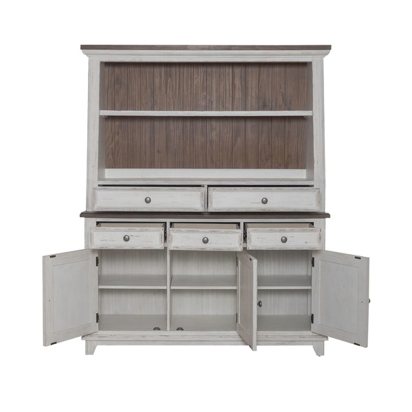 River Place - Server & Hutch - Riverstone White & Tobacco