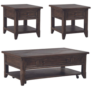 Paradise Valley - 3 Piece Table Set - Saddle Brown