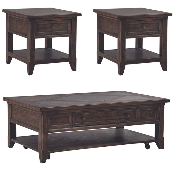 Paradise Valley - 3 Piece Table Set - Saddle Brown