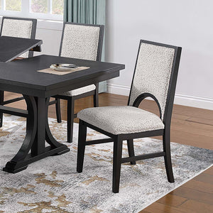 5 Piece Round Dining Set With Upholstered Chairs - Black / White