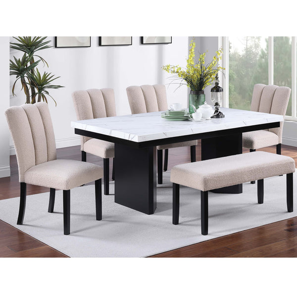 Upholstered Dining Chairs With Channel Tufting (Set of 2) - Black / Black / Neutral / Neutral