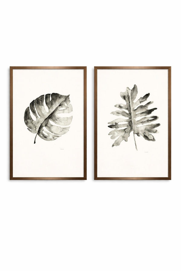 B & W Palm Framed Print (Set of 2) - White