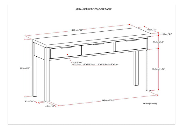 Hollander - Wide Console Table