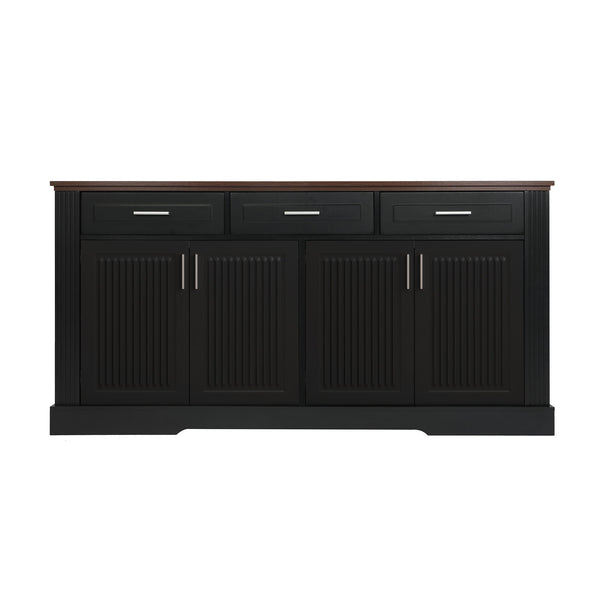 Fluted Sideboard Buffet Cabinet With 4 Doors And 3 Drawers