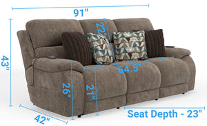 Joya - Power Headrest Power LayFlat Reclining Sofa With CR3 Heat/Massage/Lumbar/ZG