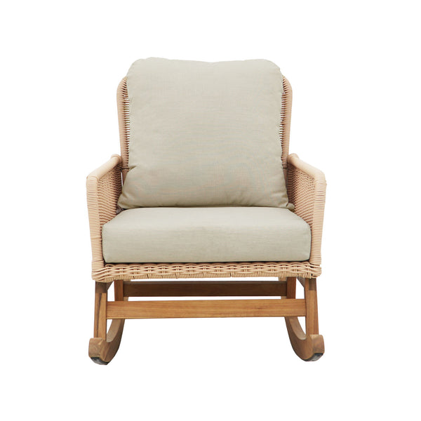 Contemporary Minimalist Wicker Rocking Chair With Soft Cushions