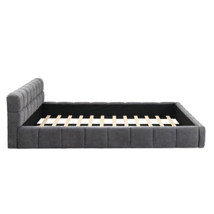 Elegant Upholstered Bed With Checkerboard Design