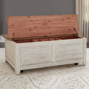 Farmhouse Reimagined - Storage Trunk - Antique White / Chestnut Tops