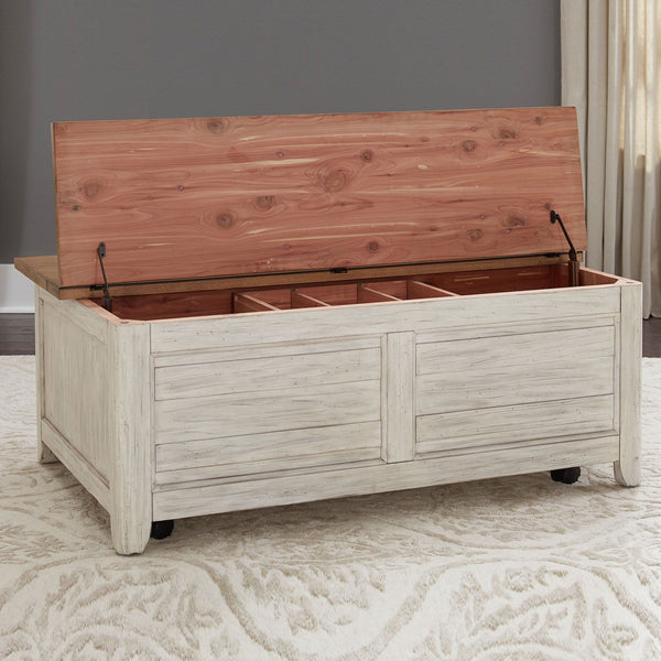 Farmhouse Reimagined - Storage Trunk - Antique White / Chestnut Tops
