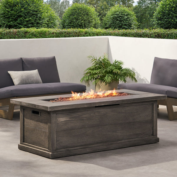 Transitional Rectangular Outdoor Propane Fire Pit With 50, 000 Btu
